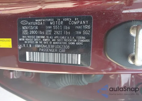 2015 Hyundai Genesis 3.8 из США, поврежденный, VIN KMHGN4JE8FU062308